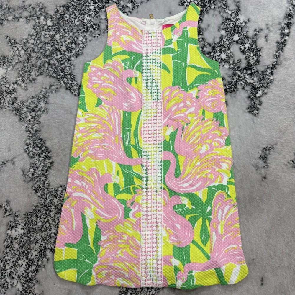 Lily Pulitzer X Target Girls Shift Dress Size 7-8 M Pink Green Tropical Print
